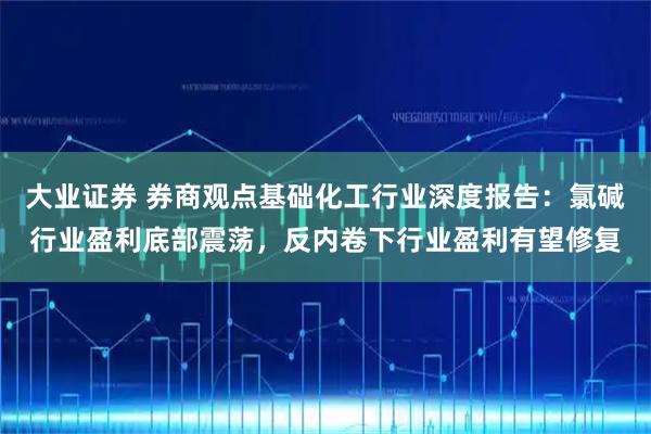 大业证券 券商观点基础化工行业深度报告：氯碱行业盈利底部震荡，反内卷下行业盈利有望修复